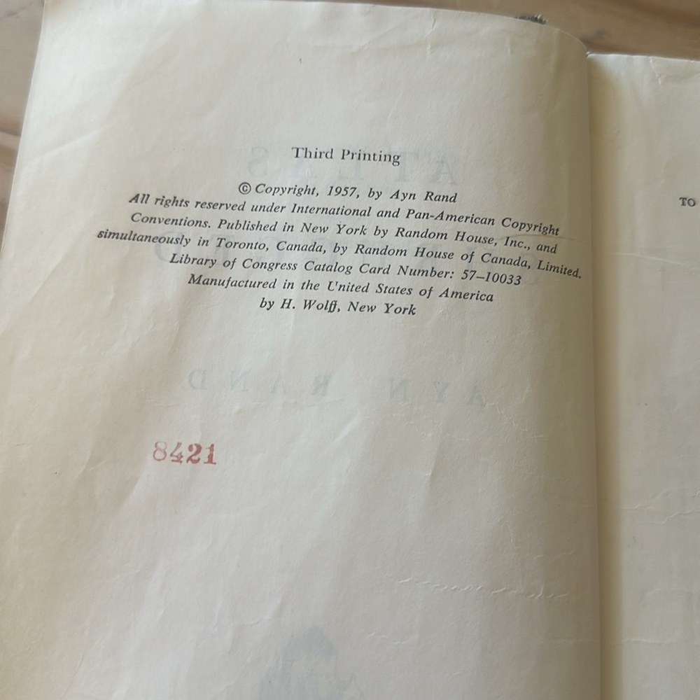 ATLAS SHRUGGED Rand, Ayn 1957 1st Edition 3rd Printing. Hardcover Library Copy. - Picture 6 of 12